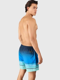 Fashion Brunotti Bru-conic-Stripe Men Swim Shorts | Neon Blue NeonBlue