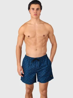 Outlet Brunotti Cester-Mini Men Swim Shorts | Mini Palm Aqua Night Blue