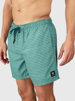 Fashion Brunotti Cester-Stripe Heren Zwemshort | Bottle Green BottleGreen