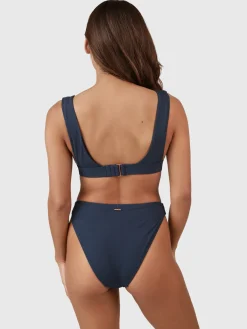 Discount Brunotti Flores-Rib Dames High Waist Bikini Broekje | Indigo Blue IndigoBlue