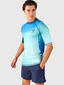 Discount Brunotti Waveguard-Spray Heren Rashguard | Neon Blue SprayAlloverNeonBlue
