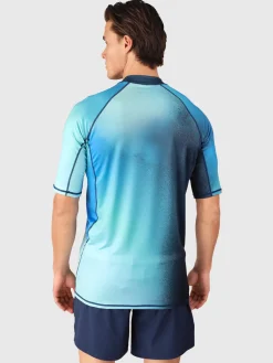 Discount Brunotti Waveguard-Spray Heren Rashguard | Neon Blue SprayAlloverNeonBlue
